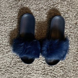 UGG Blue Fur Top Sandals